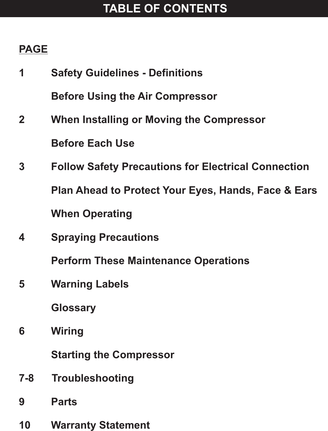 Page 2 of 12 - Harbor-Freight Harbor-Freight-93274-Owner-S-Manual US General Electric Compressor Manual 2010