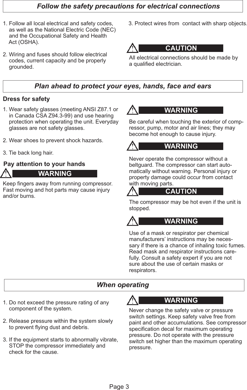 Page 5 of 12 - Harbor-Freight Harbor-Freight-93274-Owner-S-Manual US General Electric Compressor Manual 2010