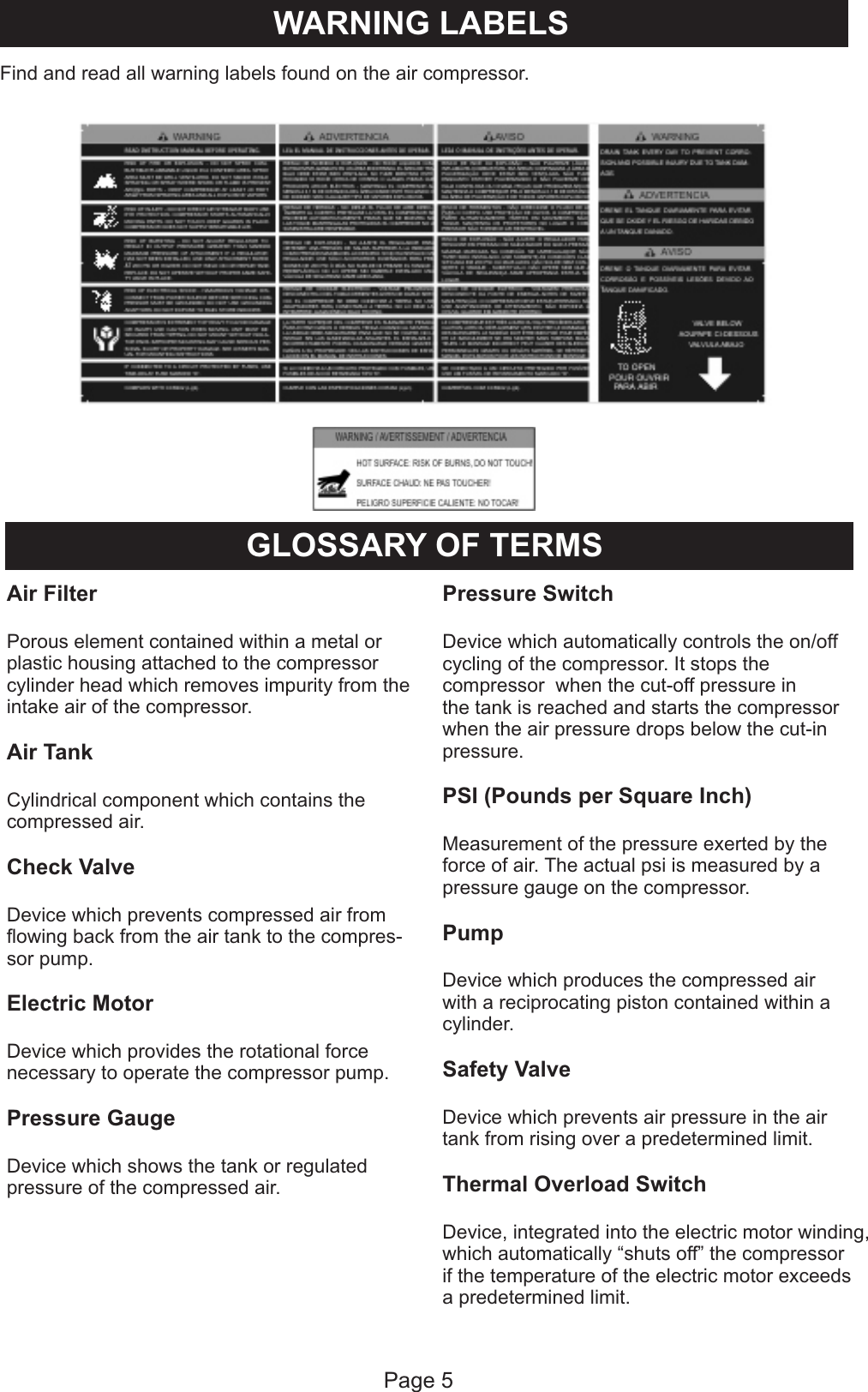 Page 7 of 12 - Harbor-Freight Harbor-Freight-93274-Owner-S-Manual US General Electric Compressor Manual 2010