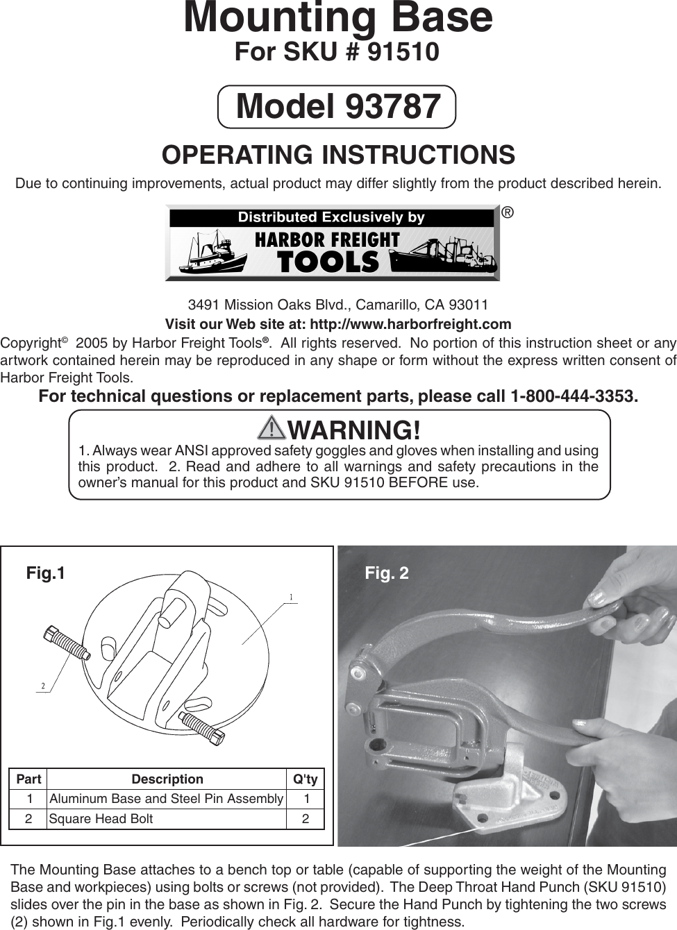 Page 1 of 1 - Harbor-Freight Harbor-Freight-93787-Users-Manual- 92956 Close Qtr Drill Feb 24 Use This  Harbor-freight-93787-users-manual