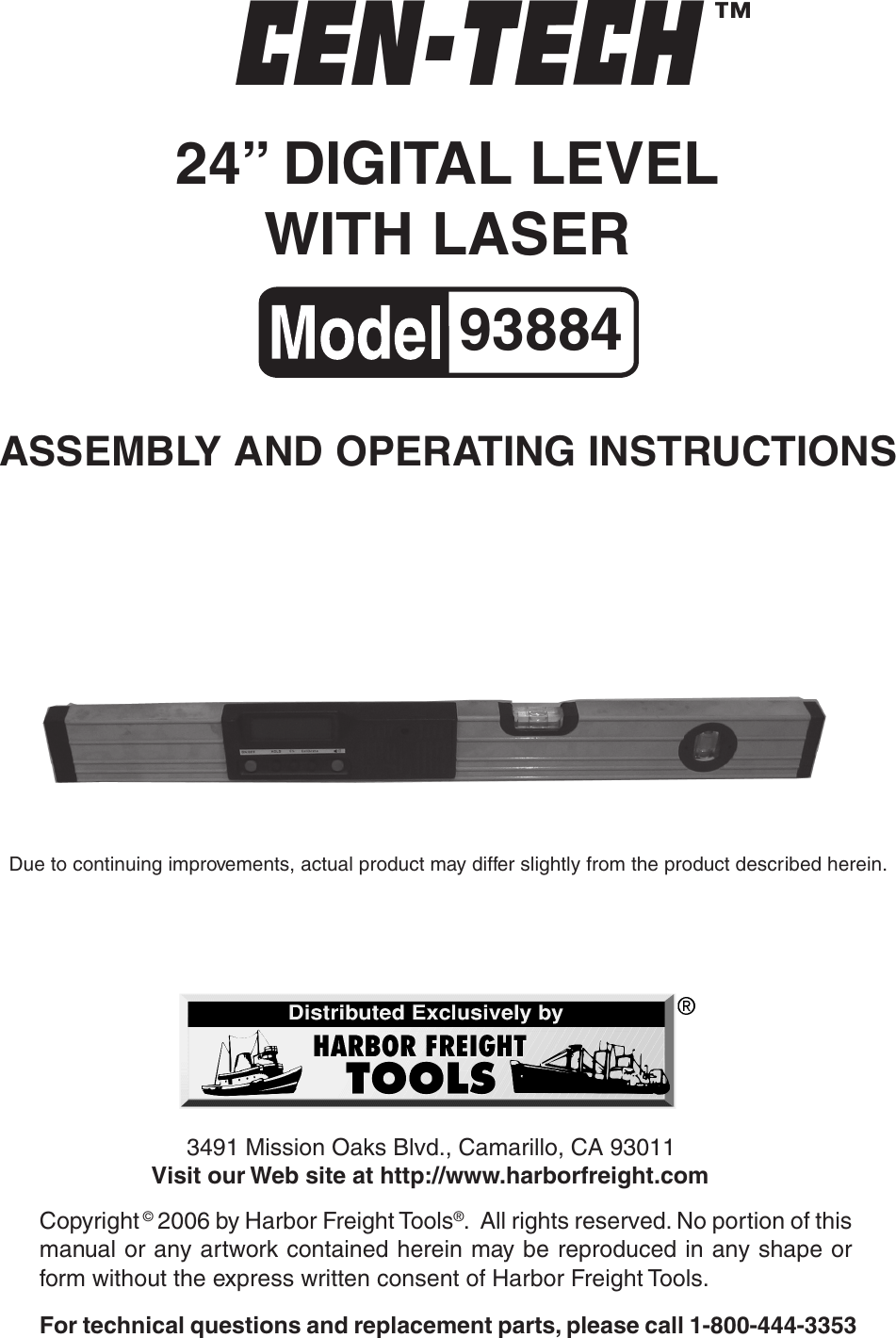 Cen Tech Manuals Laser Level