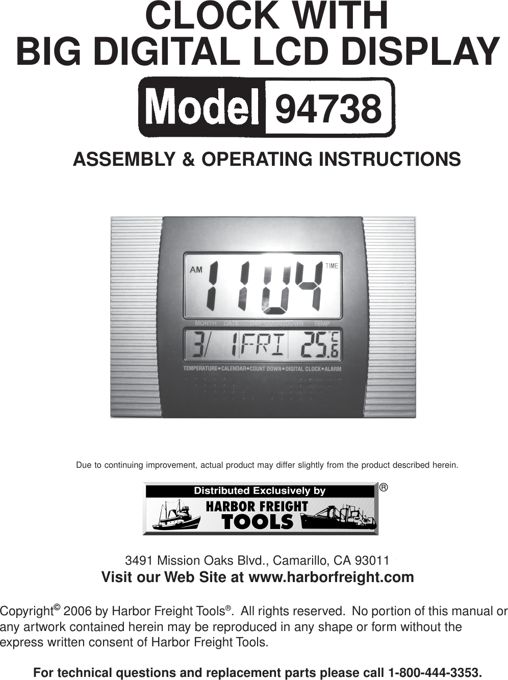 Page 1 of 5 - Harbor-Freight Harbor-Freight-94738-Users-Manual- 94738 Manual  Harbor-freight-94738-users-manual