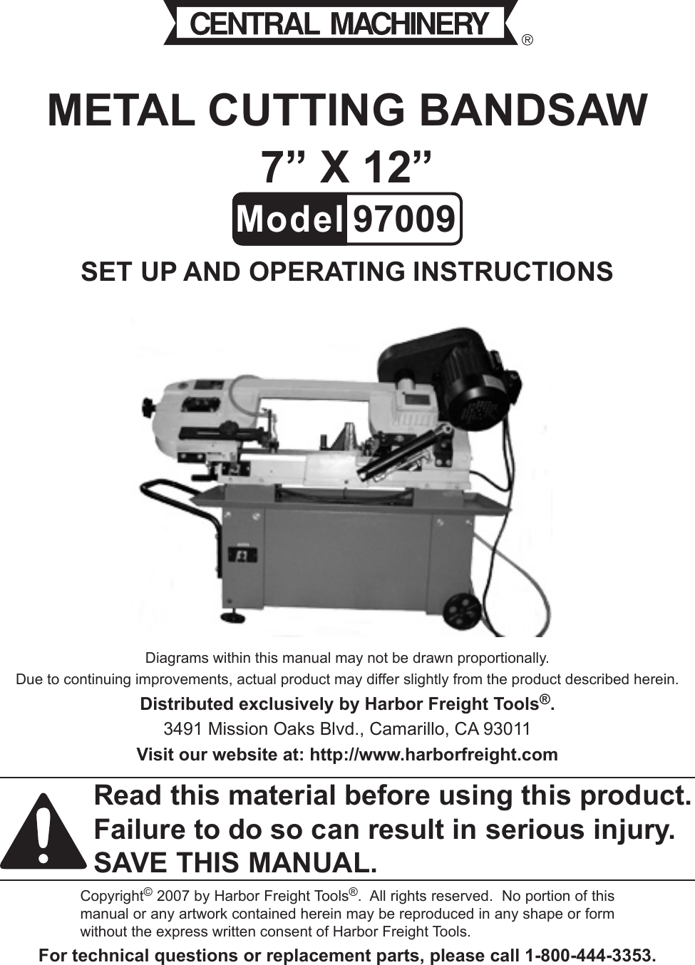 Harbor Freight 97099 Users Manual