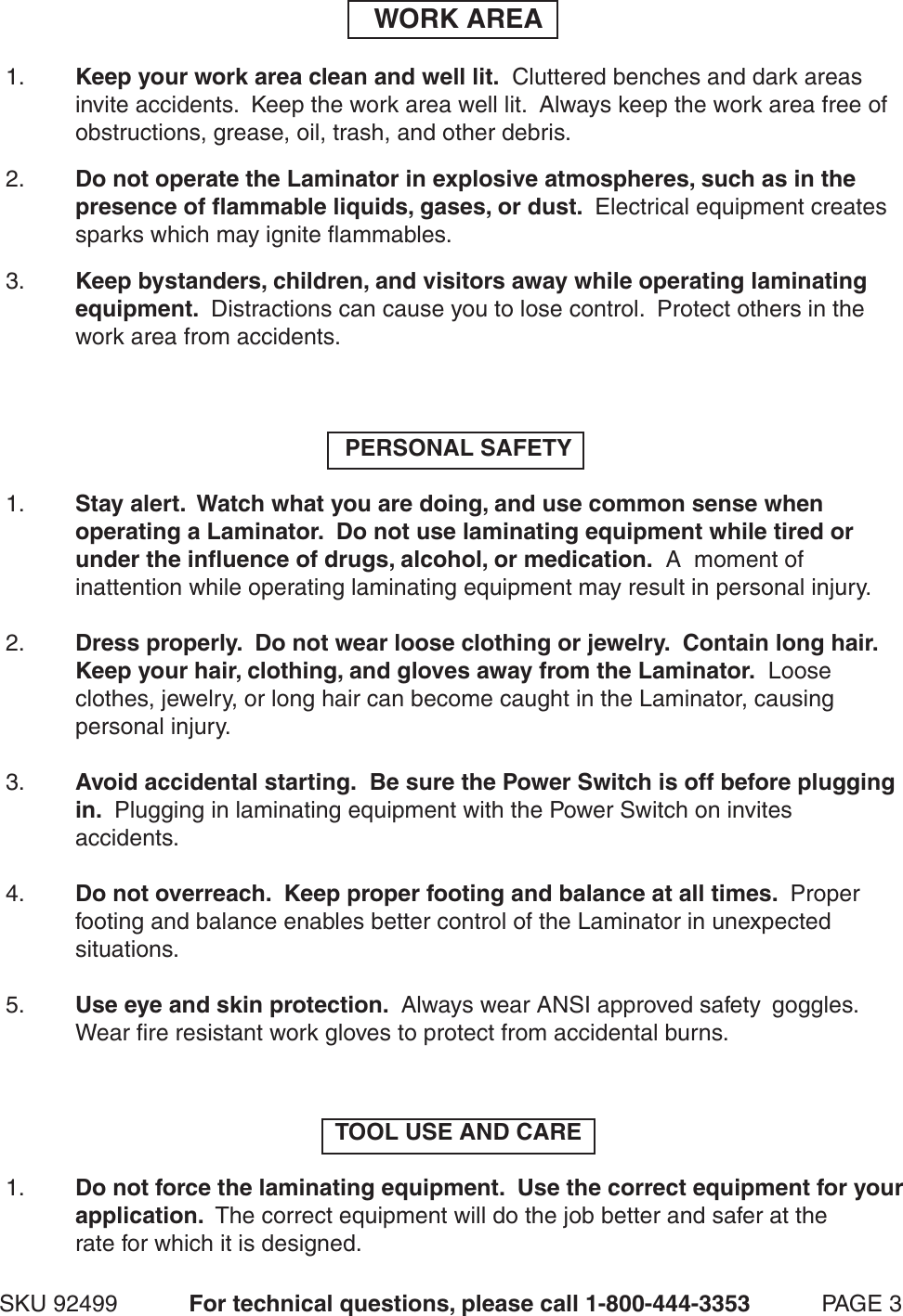 Page 3 of 11 - Harbor-Freight Harbor-Freight-9-Hot-Laminator-Product-Manual-  Harbor-freight-9-hot-laminator-product-manual