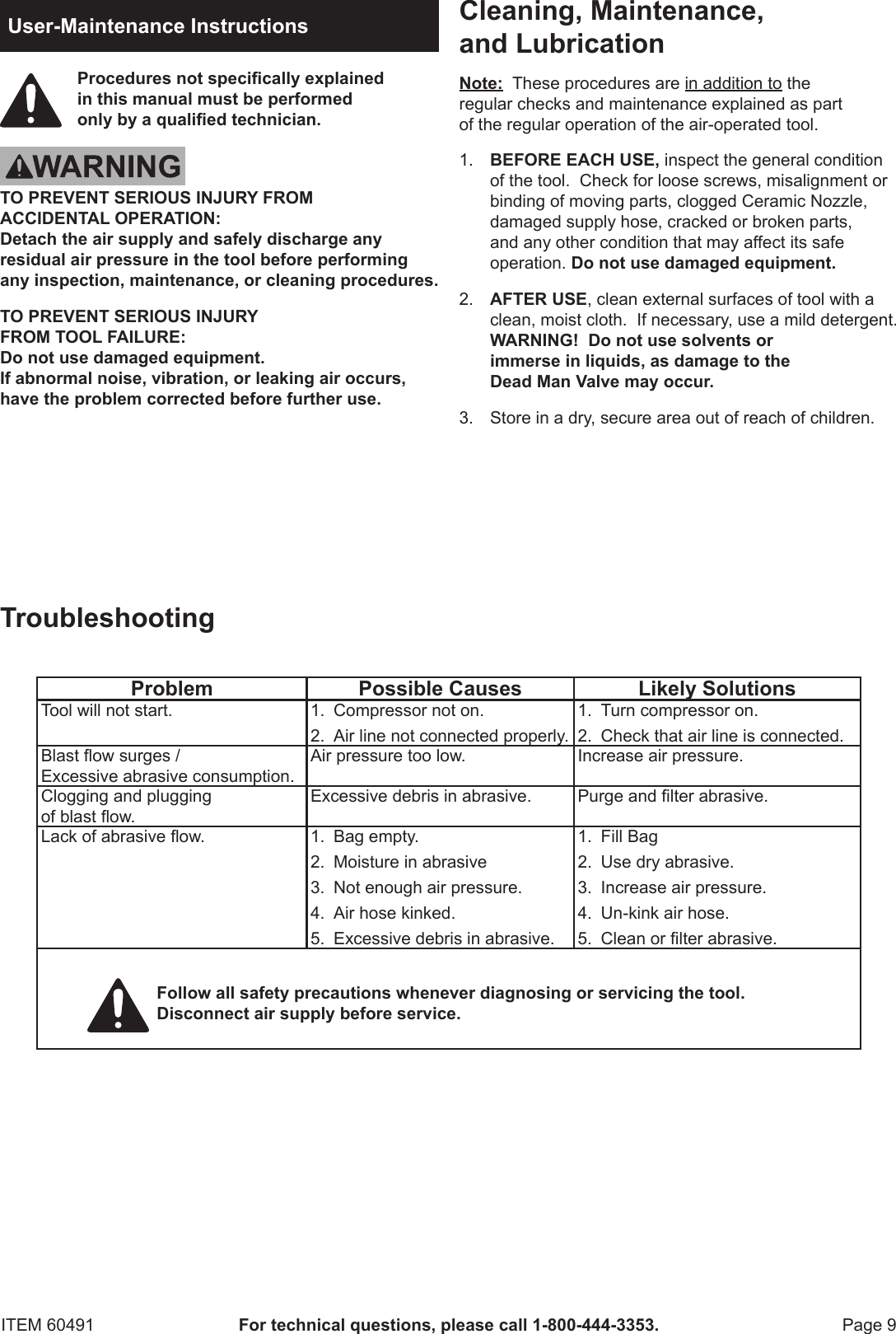 Page 9 of 12 - Harbor-Freight Harbor-Freight-Abrasive-Blasting-Deadman-Valve-With-4-Ceramic-Nozzles-Product-Manual-  Harbor-freight-abrasive-blasting-deadman-valve-with-4-ceramic-nozzles-product-manual