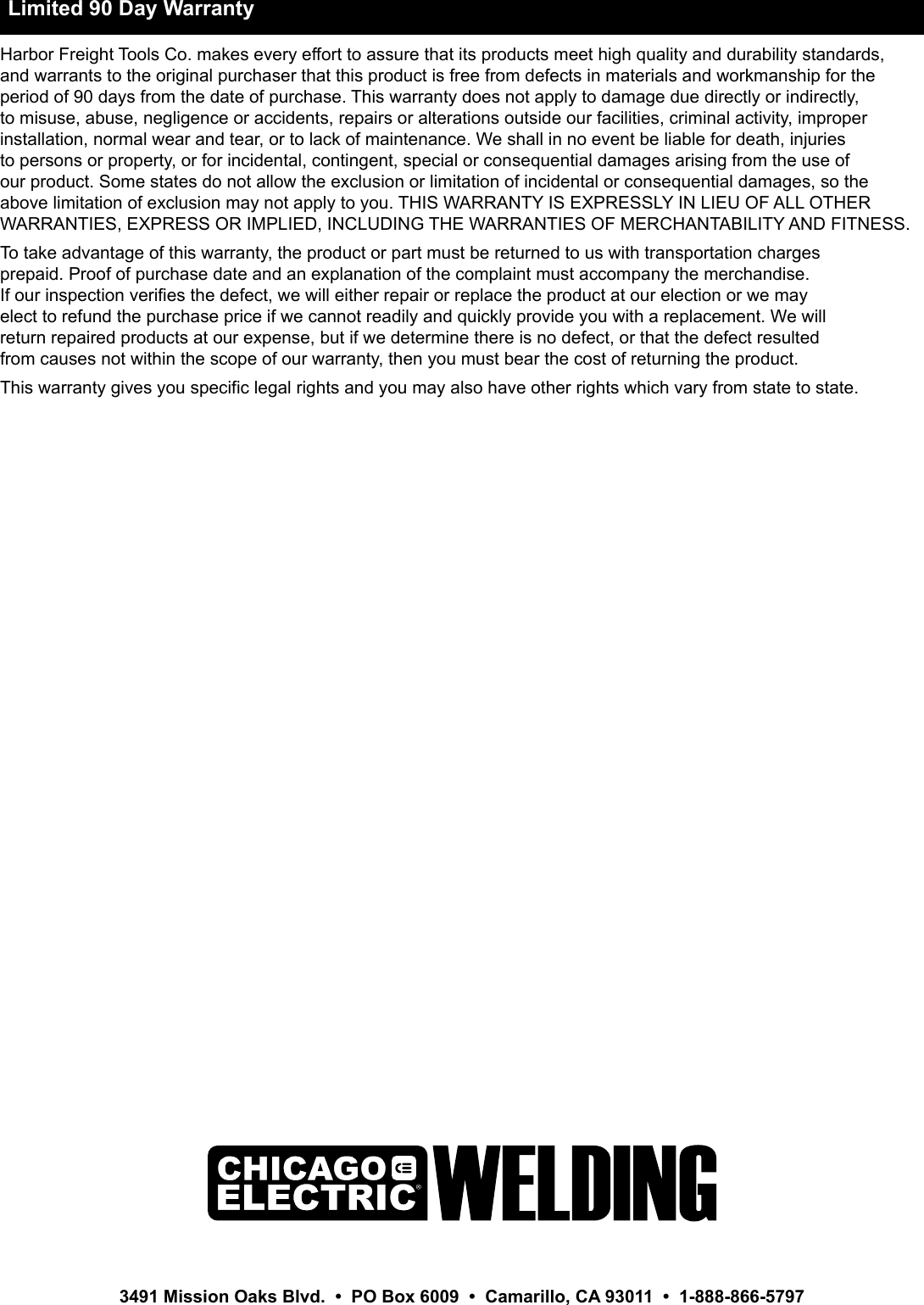 Page 12 of 12 - Harbor-Freight Harbor-Freight-Adjustable-Shade-Auto-Darkening-Welding-Helmet-Product-Manual-  Harbor-freight-adjustable-shade-auto-darkening-welding-helmet-product-manual