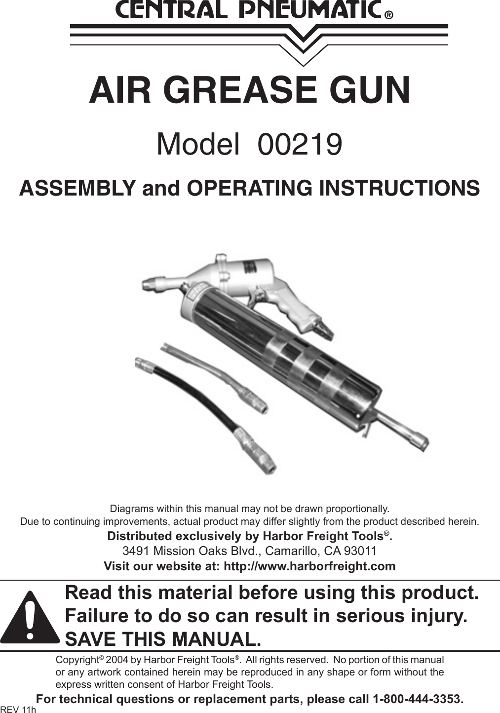 Page 1 of 11 - Harbor-Freight Harbor-Freight-Air-Grease-Gun-With-6-In-Extension-Product-Manual-  Harbor-freight-air-grease-gun-with-6-in-extension-product-manual