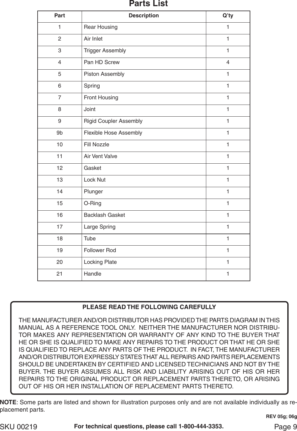 Page 9 of 11 - Harbor-Freight Harbor-Freight-Air-Grease-Gun-With-6-In-Extension-Product-Manual-  Harbor-freight-air-grease-gun-with-6-in-extension-product-manual