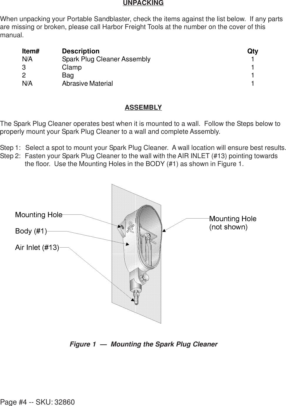 Page 4 of 10 - Harbor-Freight Harbor-Freight-Air-Spark-Plug-Cleaner-Product-Manual- 32860 Manual April 04  Harbor-freight-air-spark-plug-cleaner-product-manual