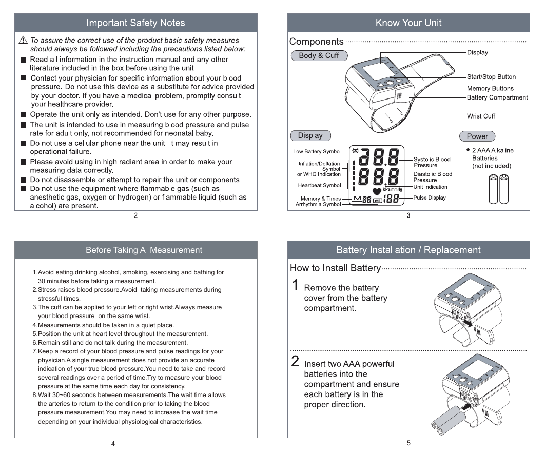 Page 2 of 8 - Harbor-Freight Harbor-Freight-Automatic-Wrist-Blood-Pressure-Monitor-Product-Manual- SMS-BP204-P04-R(增加免责声明)  Harbor-freight-automatic-wrist-blood-pressure-monitor-product-manual