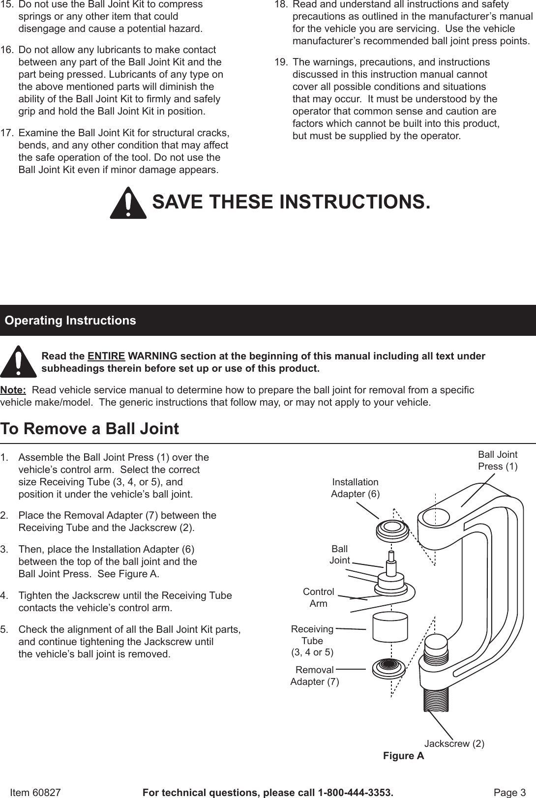 Page 3 of 8 - Harbor-Freight Harbor-Freight-Ball-Joint-Service-Kit-For-2Wd-And-4Wd-Vehicles-Product-Manual-  Harbor-freight-ball-joint-service-kit-for-2wd-and-4wd-vehicles-product-manual