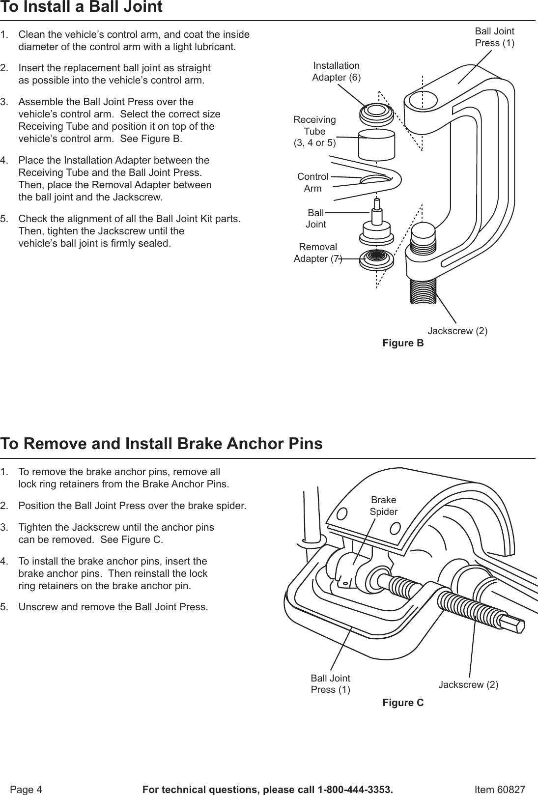 Page 4 of 8 - Harbor-Freight Harbor-Freight-Ball-Joint-Service-Kit-For-2Wd-And-4Wd-Vehicles-Product-Manual-  Harbor-freight-ball-joint-service-kit-for-2wd-and-4wd-vehicles-product-manual