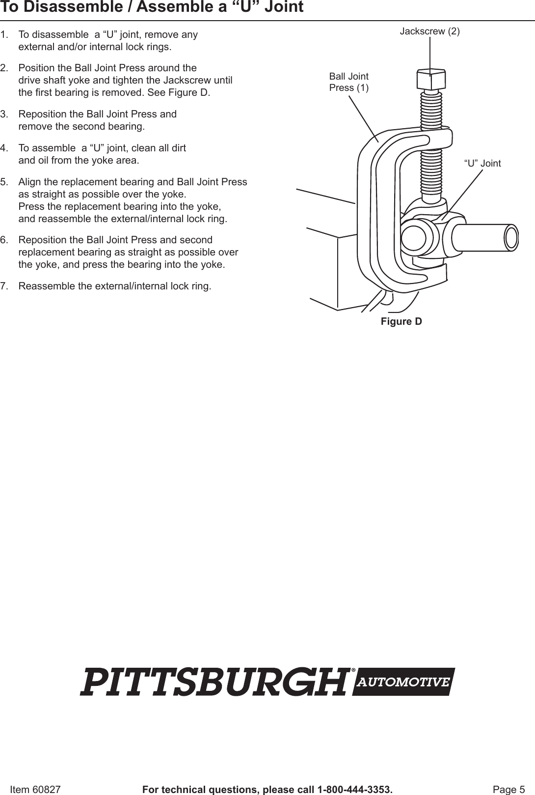 Page 5 of 8 - Harbor-Freight Harbor-Freight-Ball-Joint-Service-Kit-For-2Wd-And-4Wd-Vehicles-Product-Manual-  Harbor-freight-ball-joint-service-kit-for-2wd-and-4wd-vehicles-product-manual