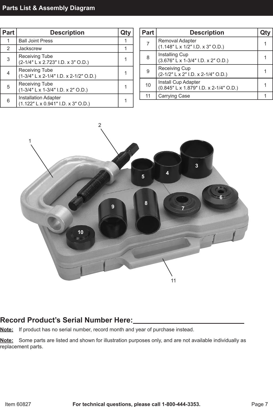 Page 7 of 8 - Harbor-Freight Harbor-Freight-Ball-Joint-Service-Kit-For-2Wd-And-4Wd-Vehicles-Product-Manual-  Harbor-freight-ball-joint-service-kit-for-2wd-and-4wd-vehicles-product-manual