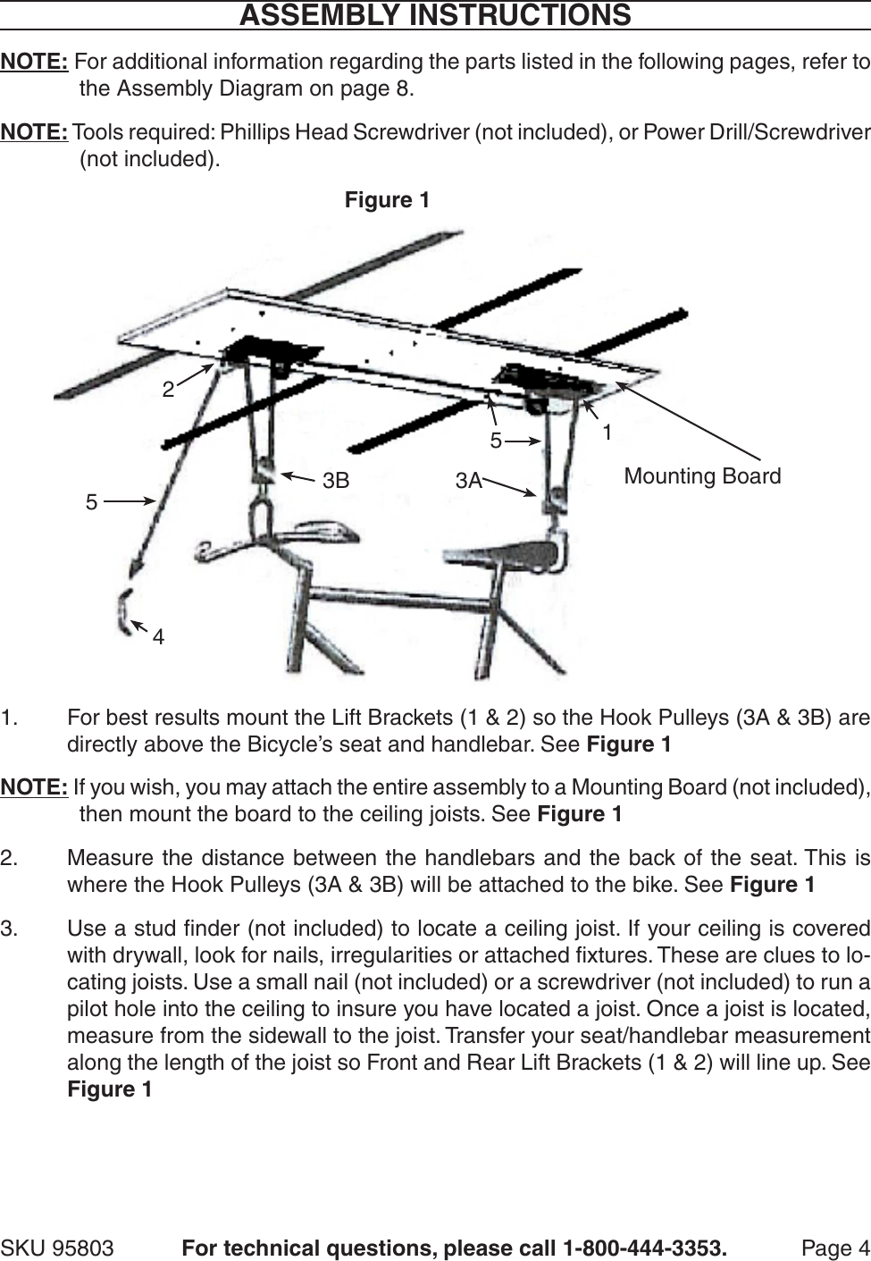 Page 4 of 8 - Harbor-Freight Harbor-Freight-Bicycle-Lift-Product-Manual-  Harbor-freight-bicycle-lift-product-manual