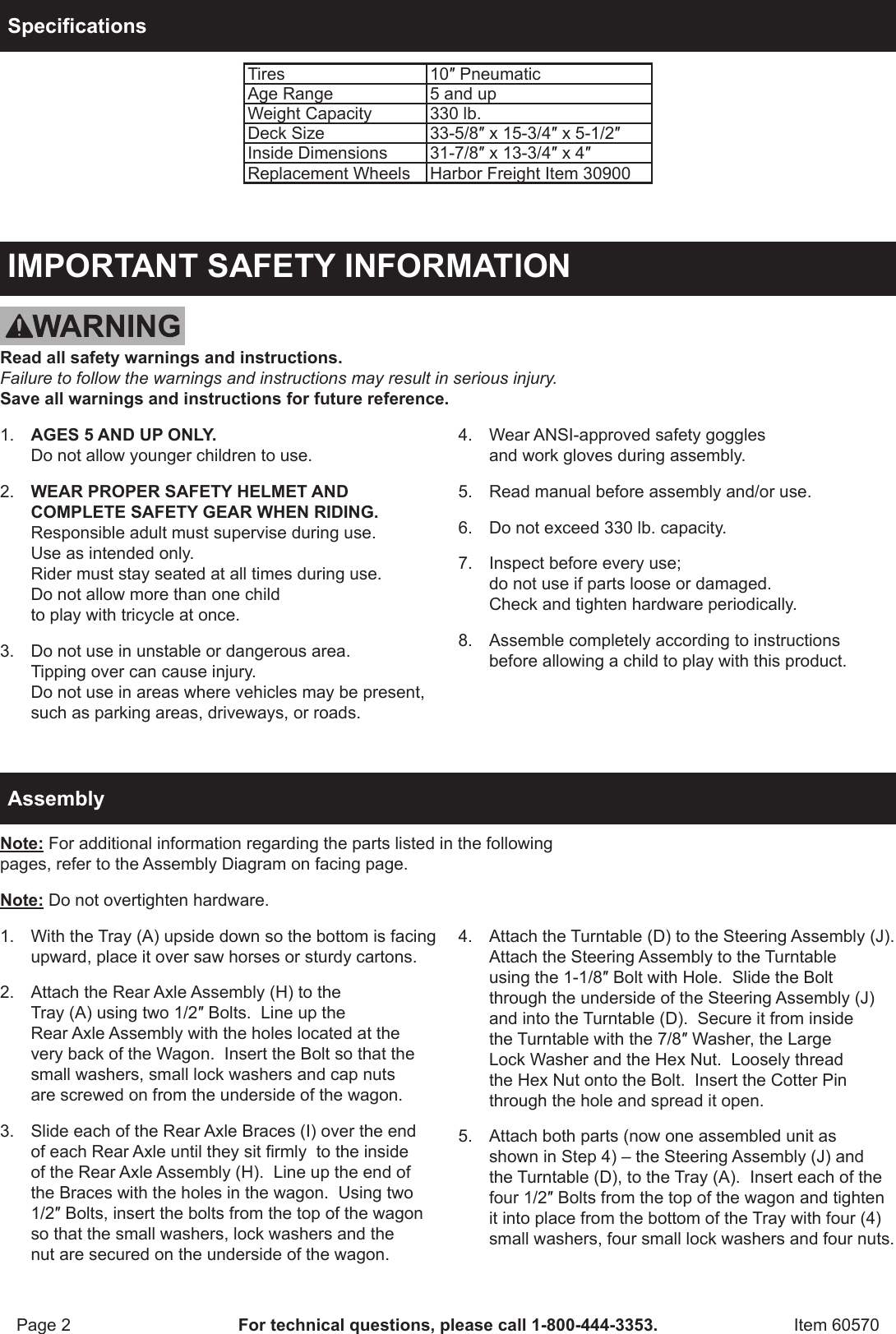 Page 2 of 4 - Harbor-Freight Harbor-Freight-Bigfoot-Panel-Wagon-Product-Manual-  Harbor-freight-bigfoot-panel-wagon-product-manual