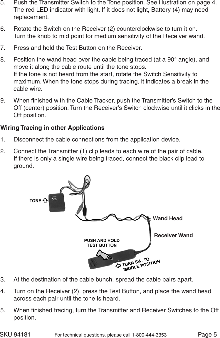 Page 5 of 8 - Harbor-Freight Harbor-Freight-Cable-Tracker-Product-Manual-  Harbor-freight-cable-tracker-product-manual