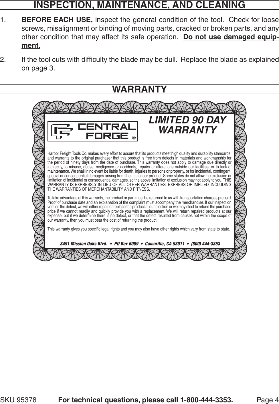 Page 4 of 5 - Harbor-Freight Harbor-Freight-Carpet-Cutter-Product-Manual-  Harbor-freight-carpet-cutter-product-manual