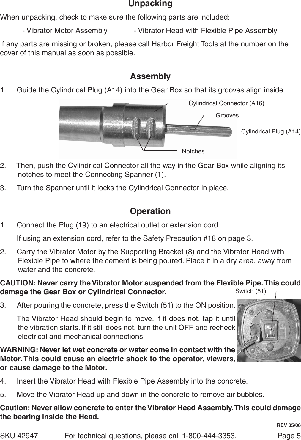 Harbor Freight Concrete Vibrator Product Manual