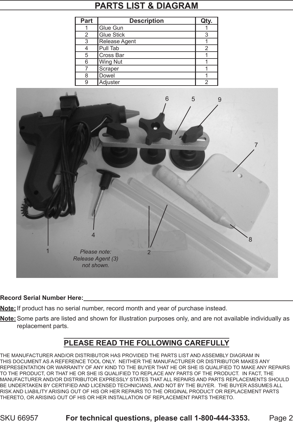 Page 2 of 2 - Harbor-Freight Harbor-Freight-Crossbar-Dent-Repair-Kit-Product-Manual-  Harbor-freight-crossbar-dent-repair-kit-product-manual