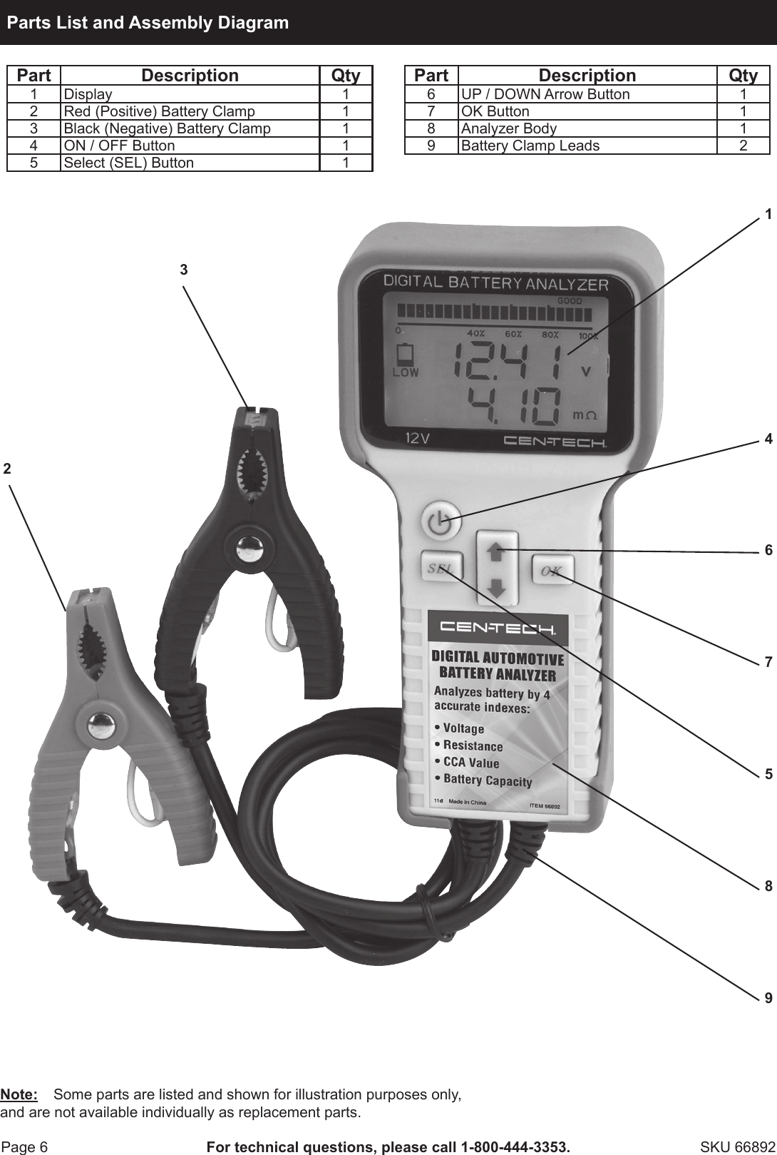 Page 6 of 8 - Harbor-Freight Harbor-Freight-Digital-Battery-Analyzer-Product-Manual-  Harbor-freight-digital-battery-analyzer-product-manual