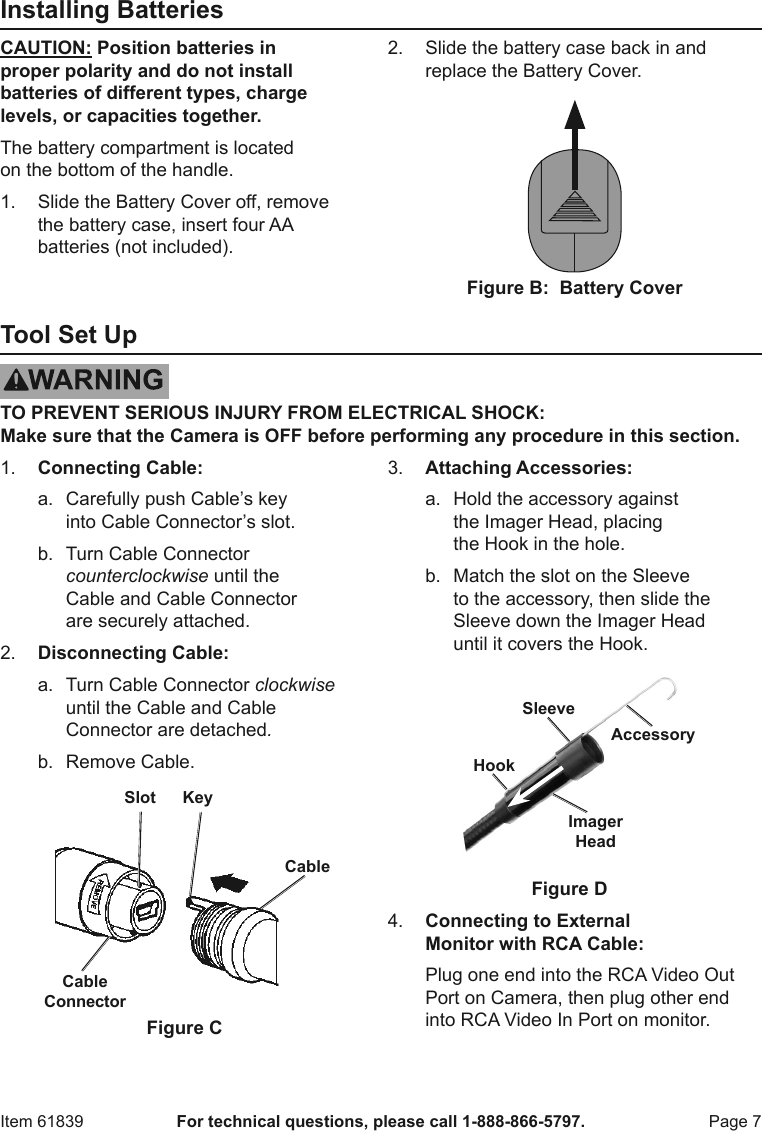 Page 7 of 12 - Harbor-Freight Harbor-Freight-Digital-Inspection-Camera-Product-Manual-  Harbor-freight-digital-inspection-camera-product-manual