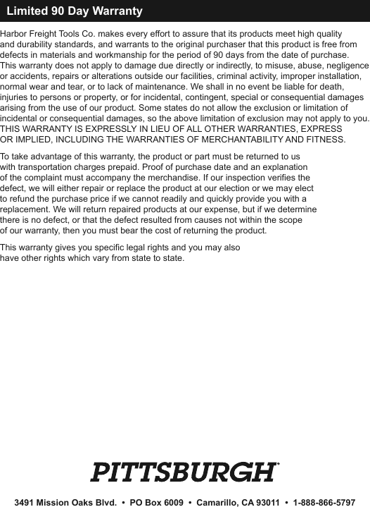 Page 8 of 8 - Harbor-Freight Harbor-Freight-Digital-Mini-Moisture-Meter-Product-Manual- Harbor-freight-digital-mini-moisture-meter-product-manual