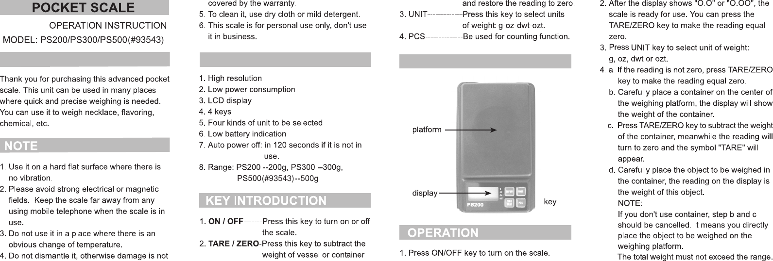 Page 1 of 2 - Harbor-Freight Harbor-Freight-Digital-Pocket-Scale-Product-Manual-  Harbor-freight-digital-pocket-scale-product-manual