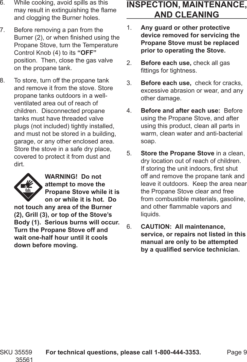 Harbor Freight Dual Burner Propane Stove Product Manual