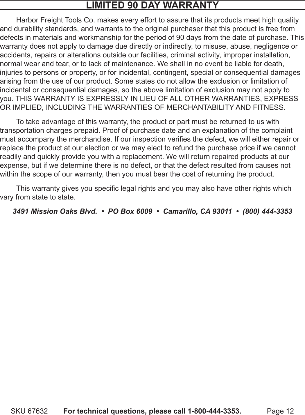 Page 12 of 12 - Harbor-Freight Harbor-Freight-Dual-Drum-Rotary-Rock-Tumbler-Product-Manual-  Harbor-freight-dual-drum-rotary-rock-tumbler-product-manual