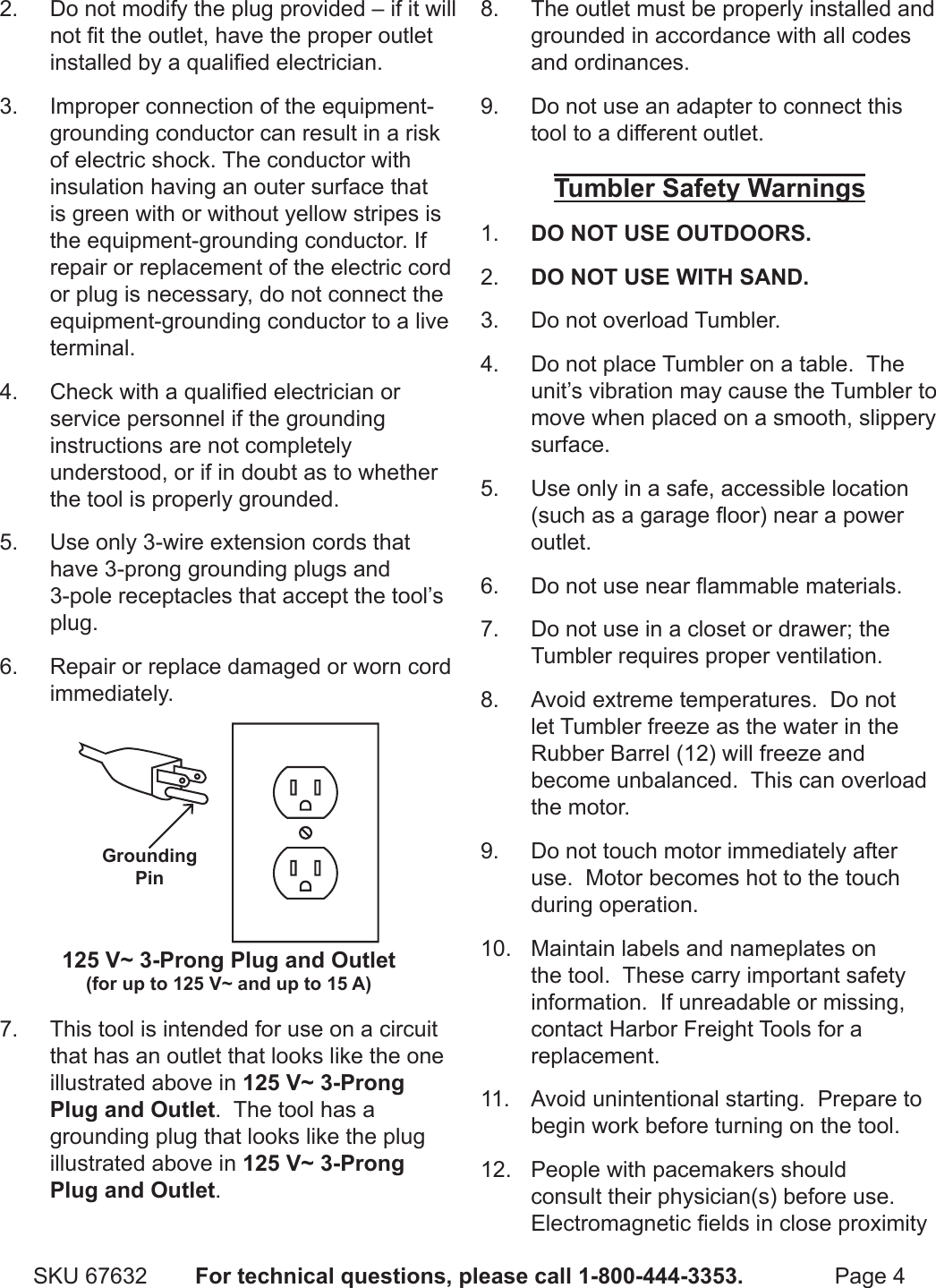 Page 4 of 12 - Harbor-Freight Harbor-Freight-Dual-Drum-Rotary-Rock-Tumbler-Product-Manual-  Harbor-freight-dual-drum-rotary-rock-tumbler-product-manual