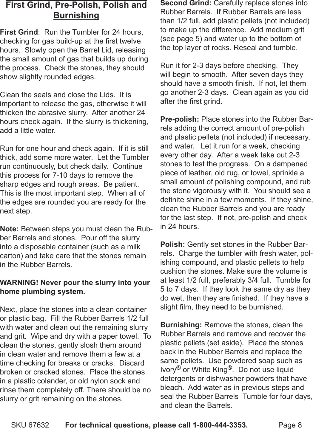 Page 8 of 12 - Harbor-Freight Harbor-Freight-Dual-Drum-Rotary-Rock-Tumbler-Product-Manual-  Harbor-freight-dual-drum-rotary-rock-tumbler-product-manual