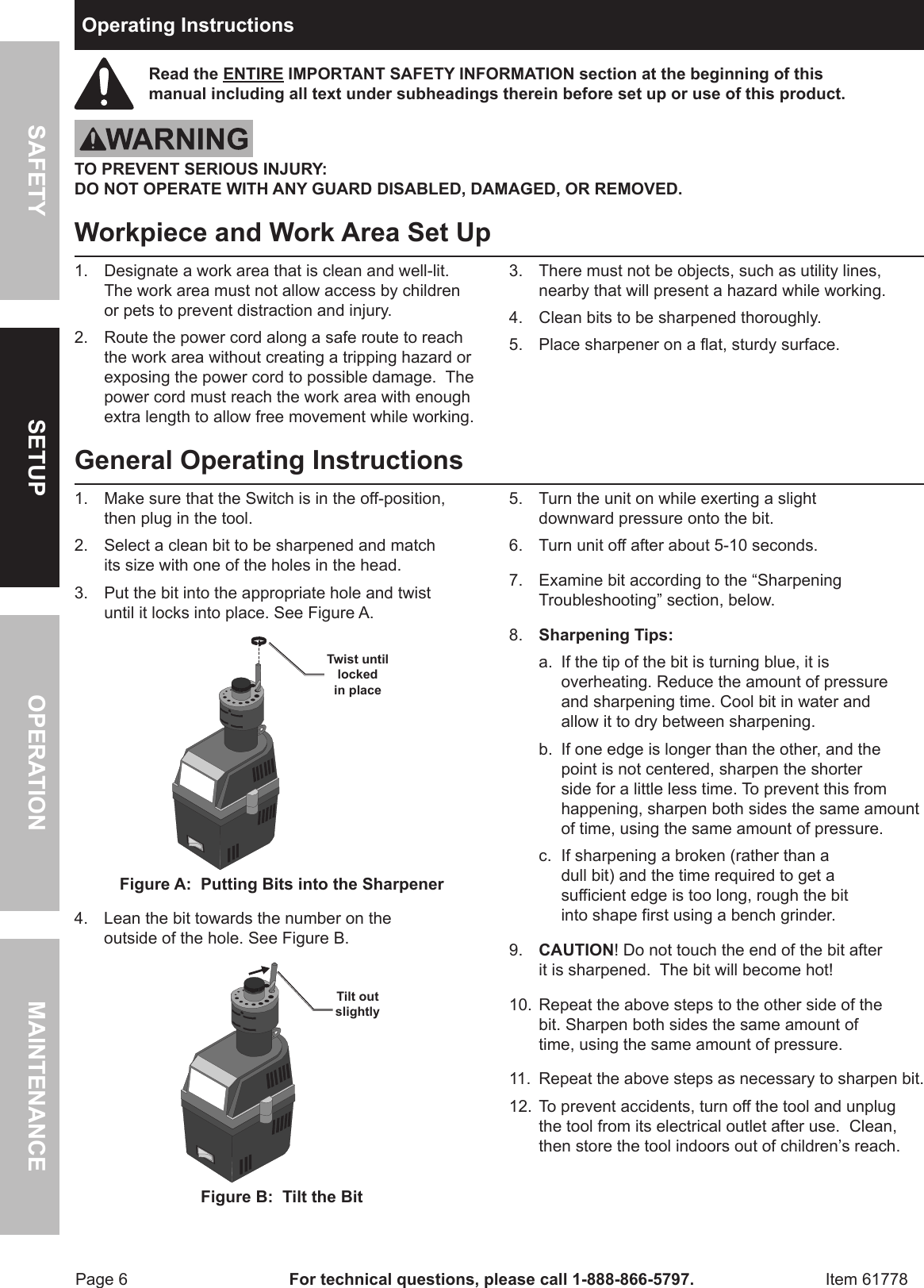 Page 6 of 12 - Harbor-Freight Harbor-Freight-Electric-Drill-Bit-Sharpener-Product-Manual-  Harbor-freight-electric-drill-bit-sharpener-product-manual