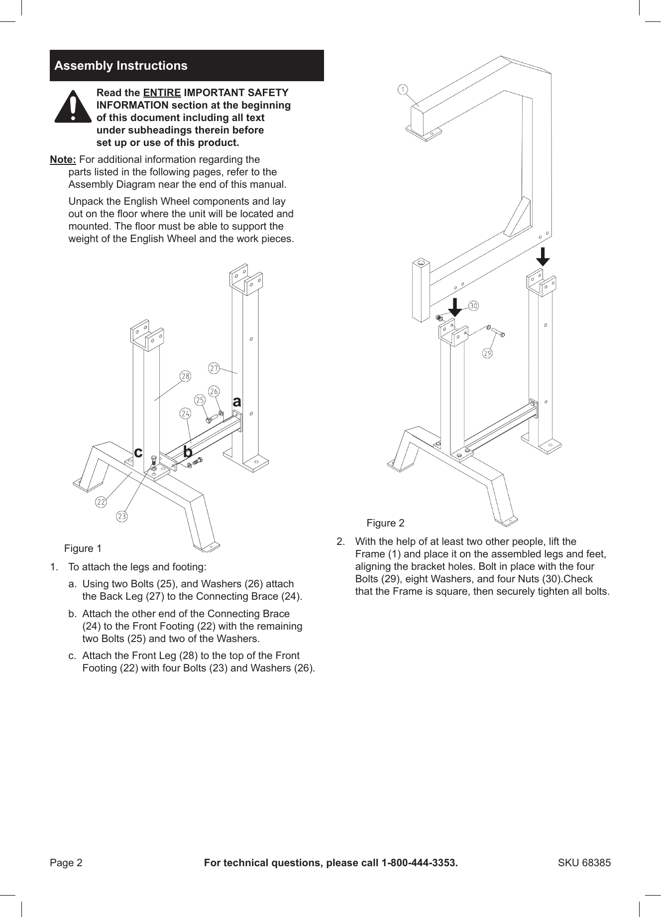 Page 2 of 8 - Harbor-Freight Harbor-Freight-English-Wheel-Kit-With-Stand-Product-Manual-  Harbor-freight-english-wheel-kit-with-stand-product-manual