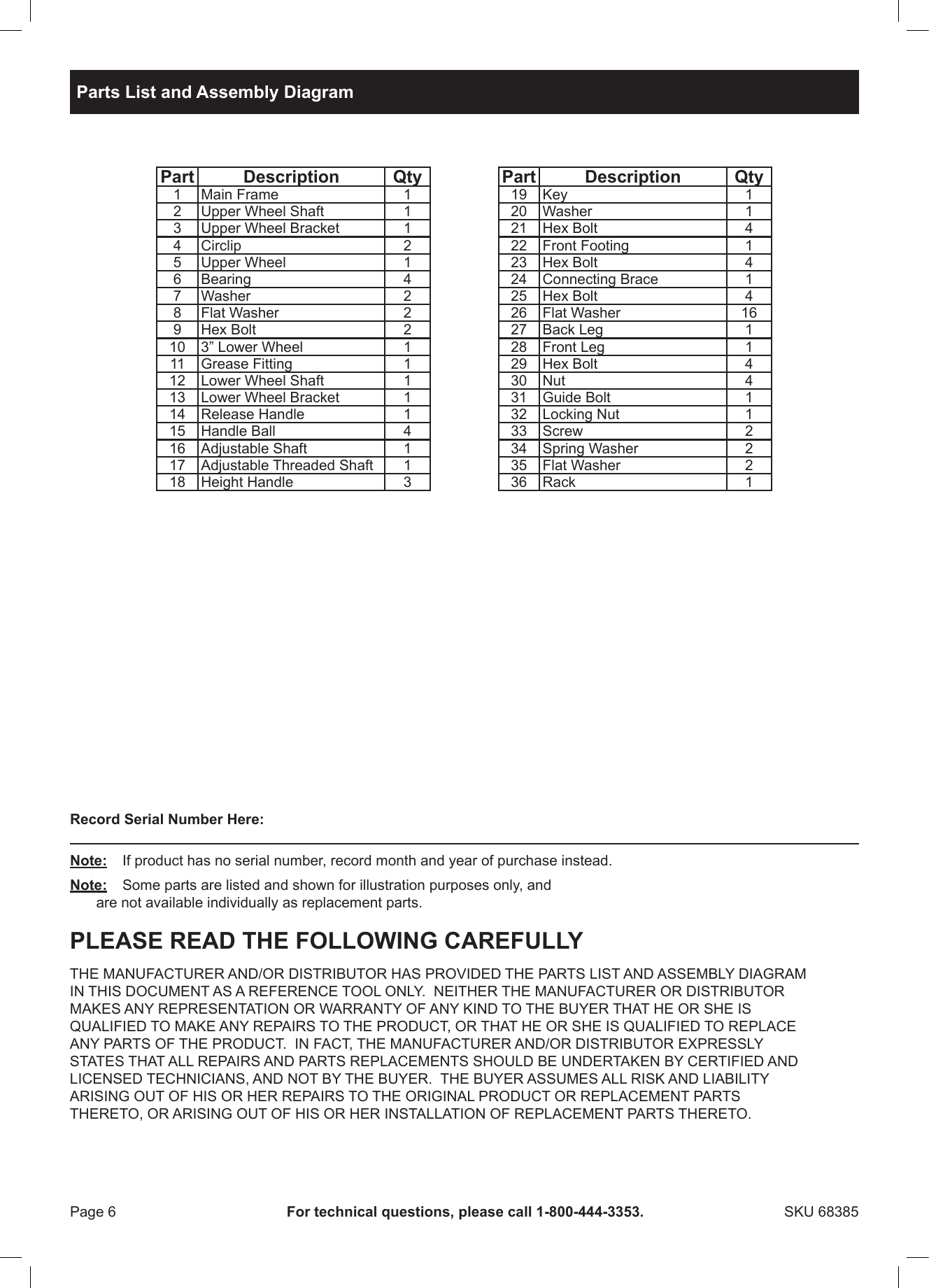 Page 6 of 8 - Harbor-Freight Harbor-Freight-English-Wheel-Kit-With-Stand-Product-Manual-  Harbor-freight-english-wheel-kit-with-stand-product-manual