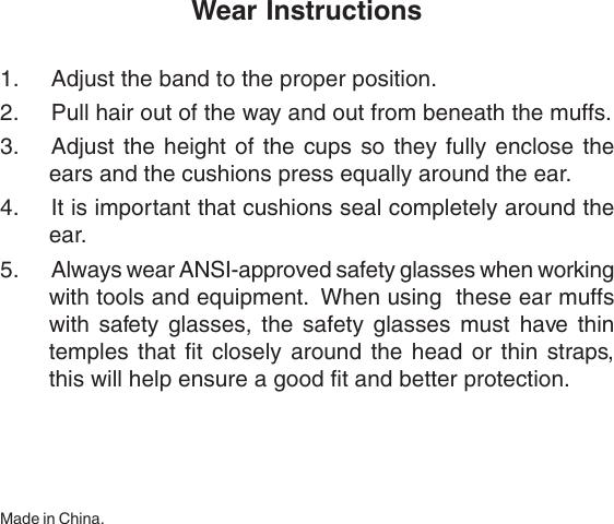 Earmuff Inserts Harbor Freight Foldable Ear Muffs Product Manual 94334 Earmuff NRR Insert