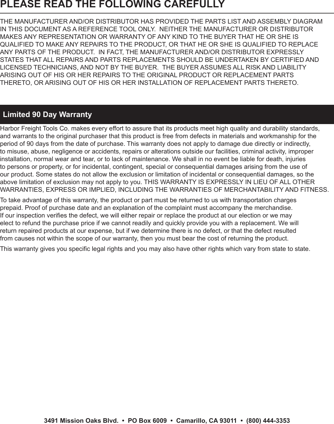 Page 4 of 4 - Harbor-Freight Harbor-Freight-Folding-Pet-Kennel-Crate-With-Tray-Product-Manual- Harbor-freight-folding-pet-kennel-crate-with-tray-product-manual