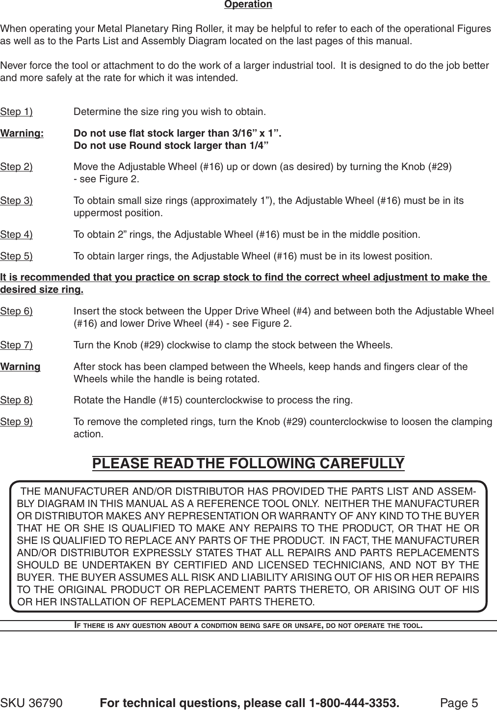 Page 5 of 7 - Harbor-Freight Harbor-Freight-Gear-Driven-Ring-Roller-Product-Manual-  Harbor-freight-gear-driven-ring-roller-product-manual