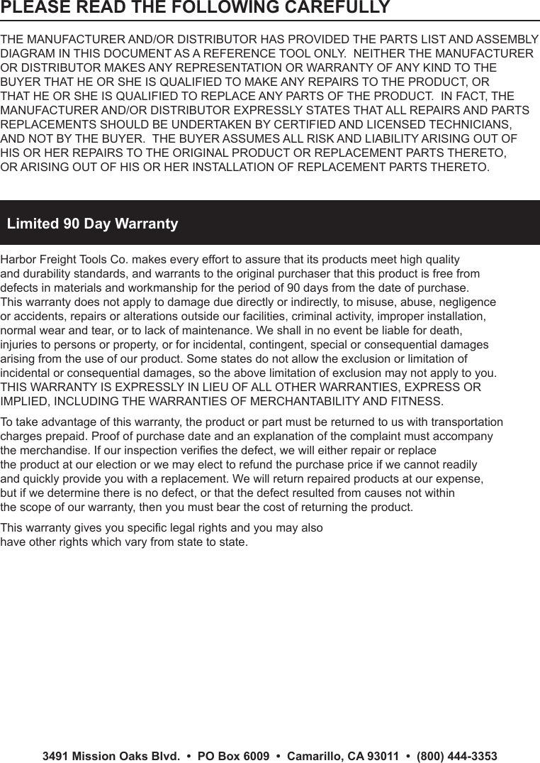 Page 4 of 4 - Harbor-Freight Harbor-Freight-General-Purpose-Rope-Hoist-Product-Manual-  Harbor-freight-general-purpose-rope-hoist-product-manual