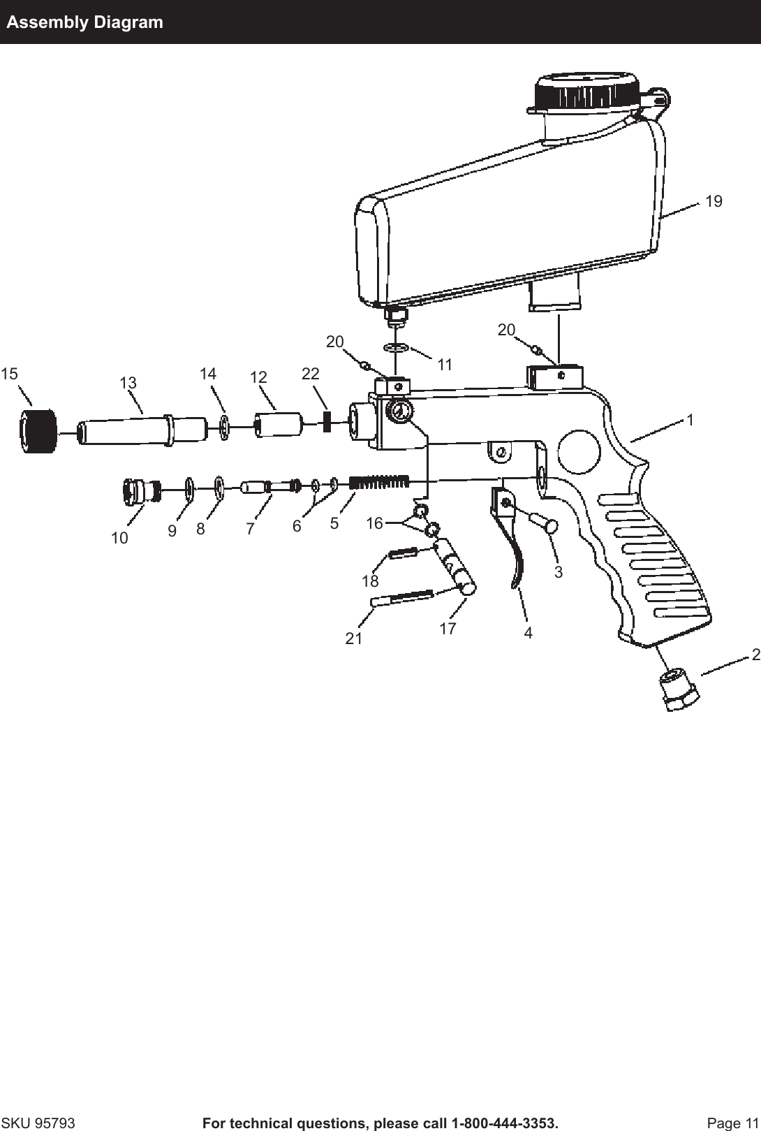 Page 11 of 12 - Harbor-Freight Harbor-Freight-Gravity-Feed-Blaster-Gun-With-20-Oz-Hopper-Product-Manual-  Harbor-freight-gravity-feed-blaster-gun-with-20-oz-hopper-product-manual