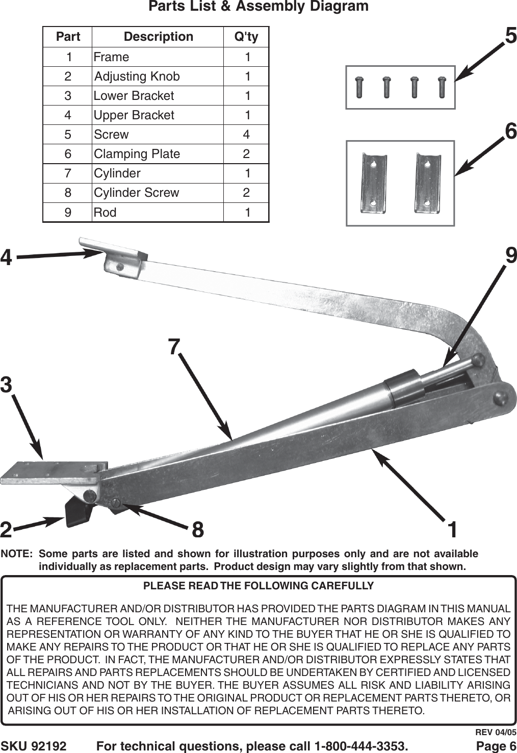 Harbor Freight Greenhouse Window Vent Opener Product Manual 92192