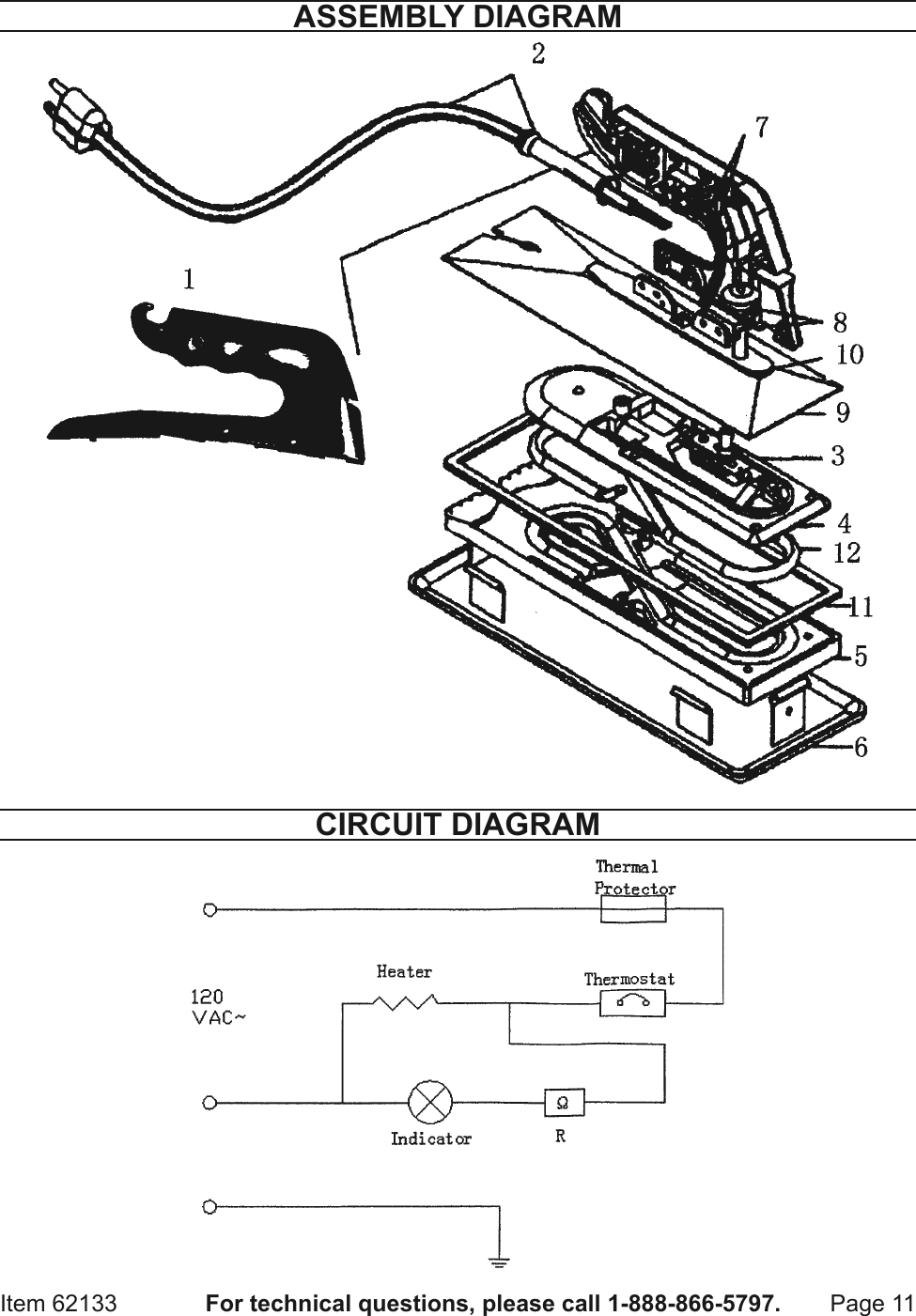 Page 11 of 12 - Harbor-Freight Harbor-Freight-Heat-Bond-Carpet-Seaming-Iron-Product-Manual-  Harbor-freight-heat-bond-carpet-seaming-iron-product-manual