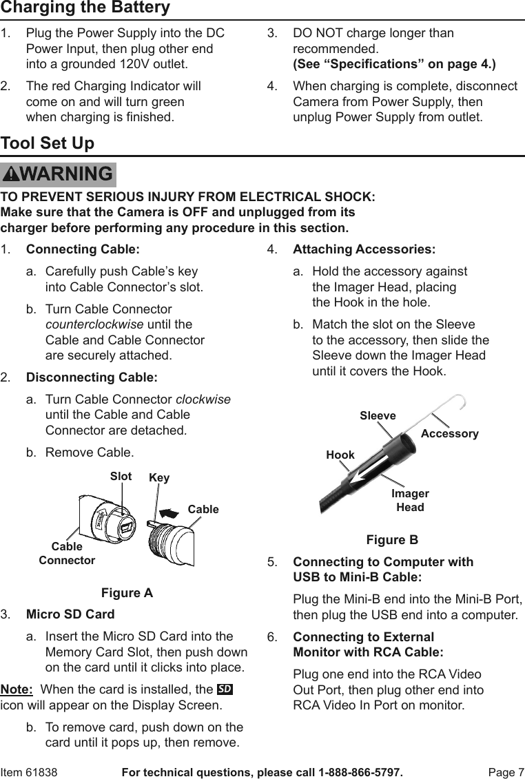 Page 7 of 12 - Harbor-Freight Harbor-Freight-High-Resolution-Digital-Inspection-Camera-With-Recorder-Product-Manual-  Harbor-freight-olution-digital-inspection-camera-with-recorder-product-manual