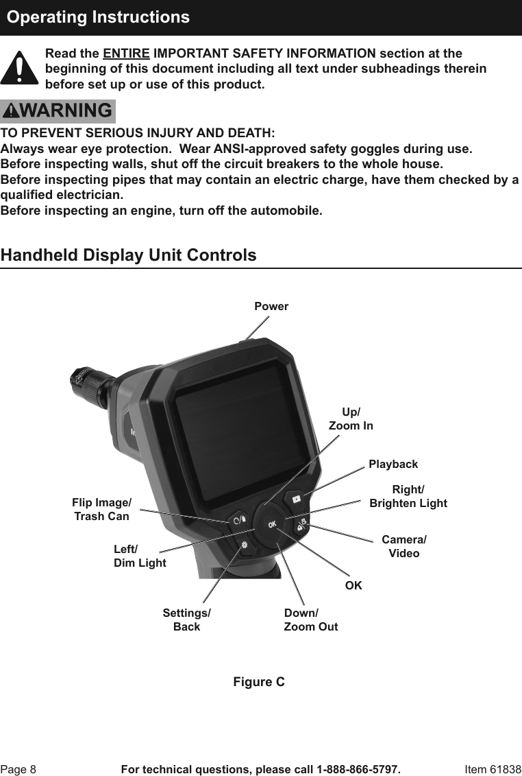 Page 8 of 12 - Harbor-Freight Harbor-Freight-High-Resolution-Digital-Inspection-Camera-With-Recorder-Product-Manual-  Harbor-freight-olution-digital-inspection-camera-with-recorder-product-manual