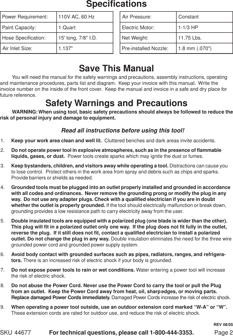 Page 2 of 12 - Harbor-Freight Harbor-Freight-High-Volume-Low-Pressure-Spray-Gun-Kit-Product-Manual- 44677 Spray Gun Kit  Harbor-freight-high-volume-low-pressure-spray-gun-kit-product-manual