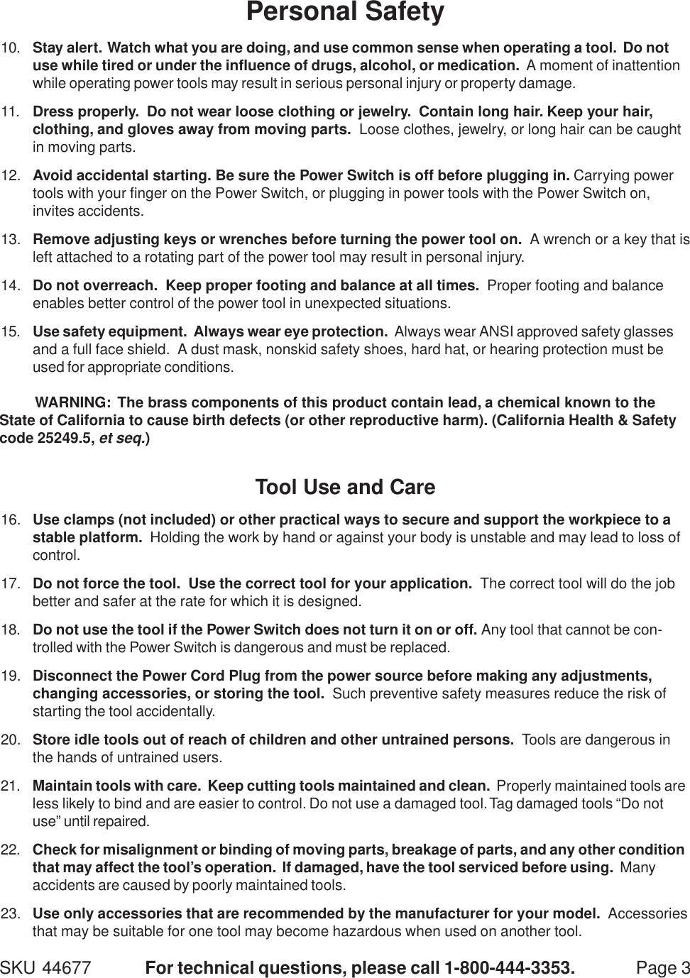 Page 3 of 12 - Harbor-Freight Harbor-Freight-High-Volume-Low-Pressure-Spray-Gun-Kit-Product-Manual- 44677 Spray Gun Kit  Harbor-freight-high-volume-low-pressure-spray-gun-kit-product-manual