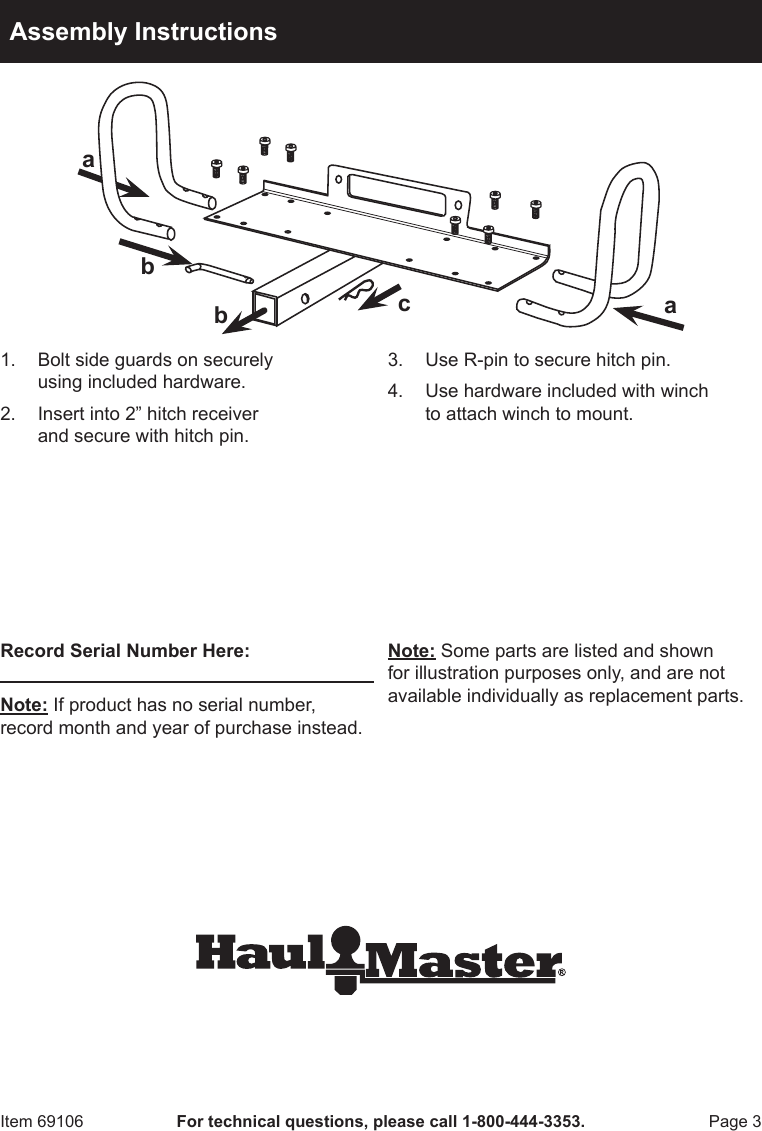 Page 3 of 4 - Harbor-Freight Harbor-Freight-Hitch-Receiver-Mount-For-Winches-Product-Manual-  Harbor-freight-hitch-receiver-mount-for-winches-product-manual