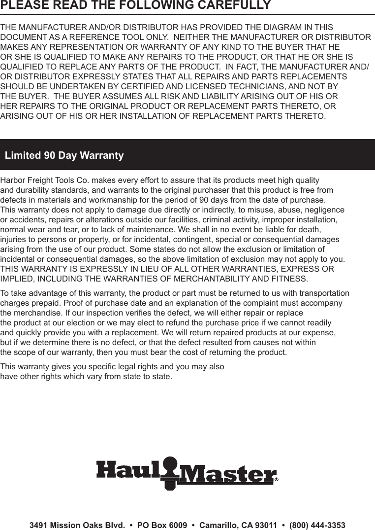 Page 4 of 4 - Harbor-Freight Harbor-Freight-Hitch-Receiver-Mount-For-Winches-Product-Manual-  Harbor-freight-hitch-receiver-mount-for-winches-product-manual