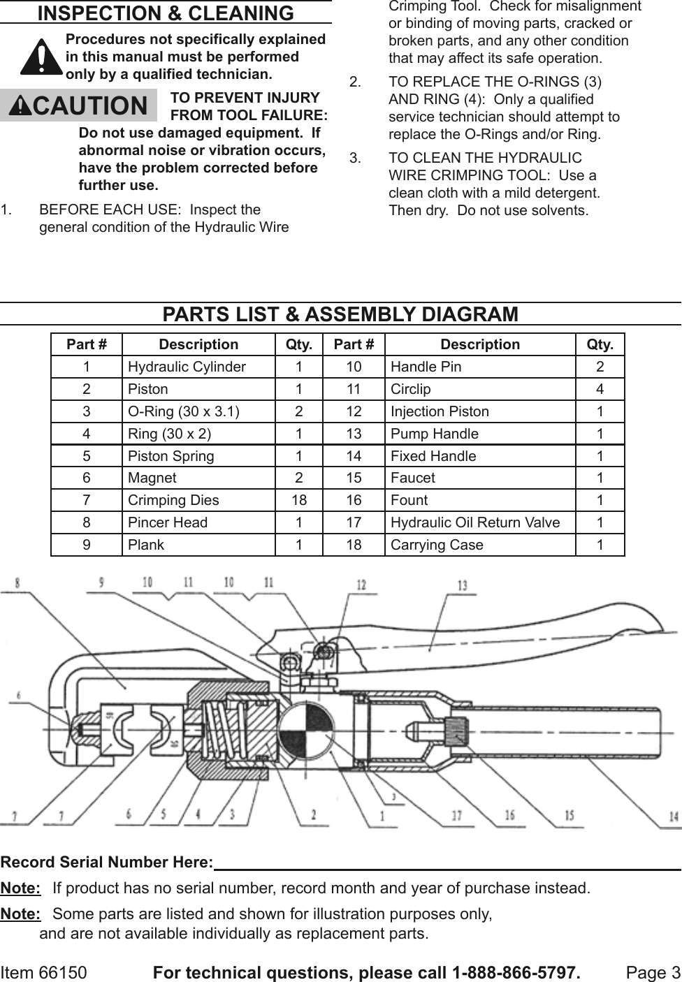 Page 3 of 4 - Harbor-Freight Harbor-Freight-Hydraulic-Wire-Crimping-Tool-Product-Manual-  Harbor-freight-hydraulic-wire-crimping-tool-product-manual