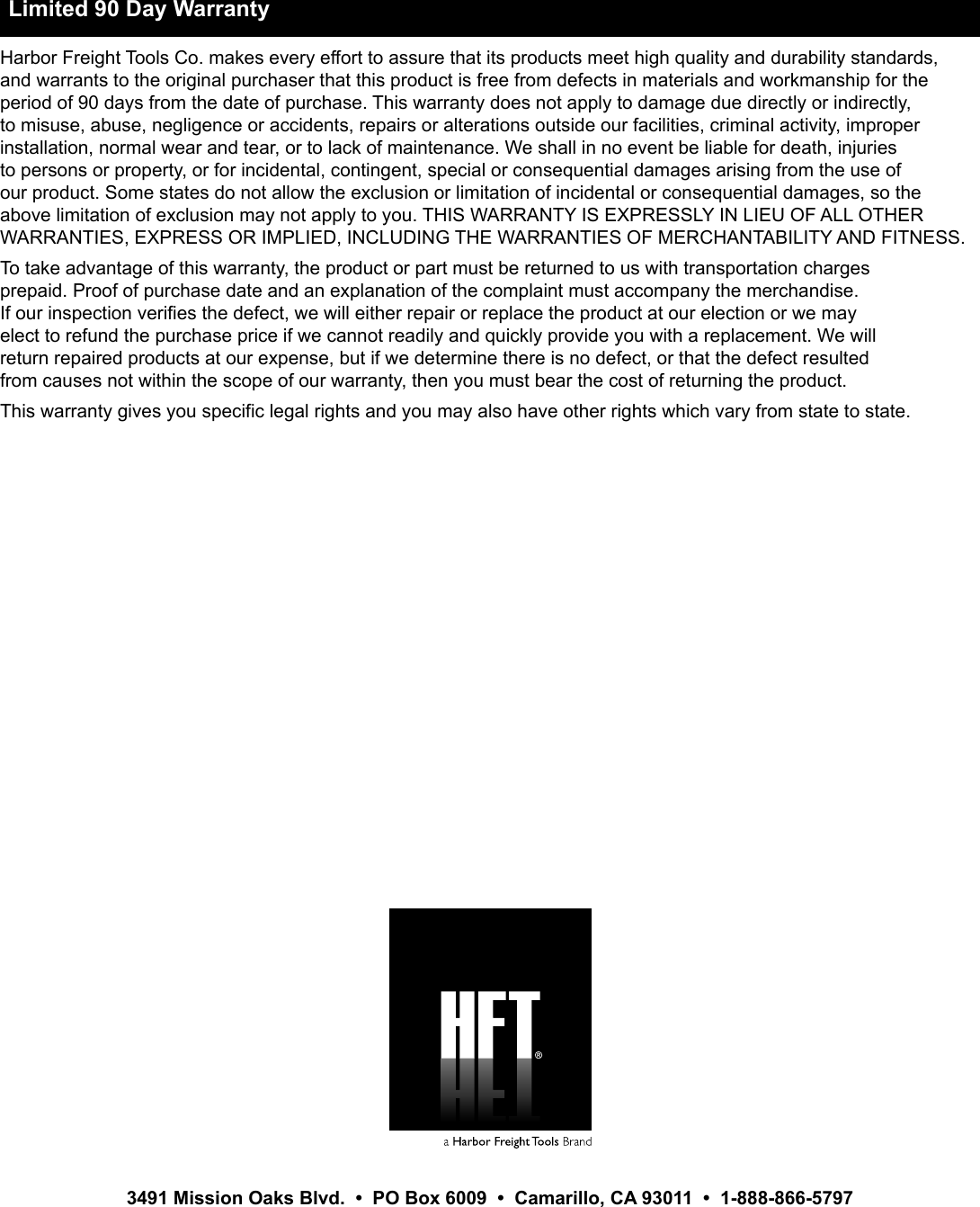 Page 8 of 8 - Harbor-Freight Harbor-Freight-Large-Tilt-Flat-Panel-Tv-Mount-Product-Manual- Harbor-freight-large-tilt-flat-panel-tv-mount-product-manual